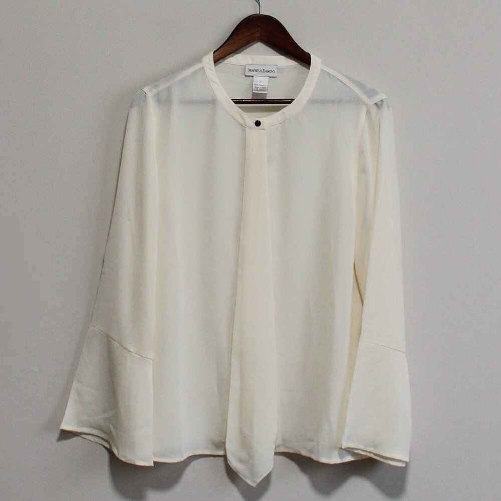 Draper's & Damons | White Bell Shaped Sleeve Blouse